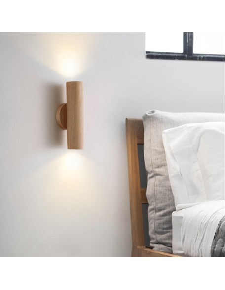 Solid Wood Minimalist Bedside Wall Sconce